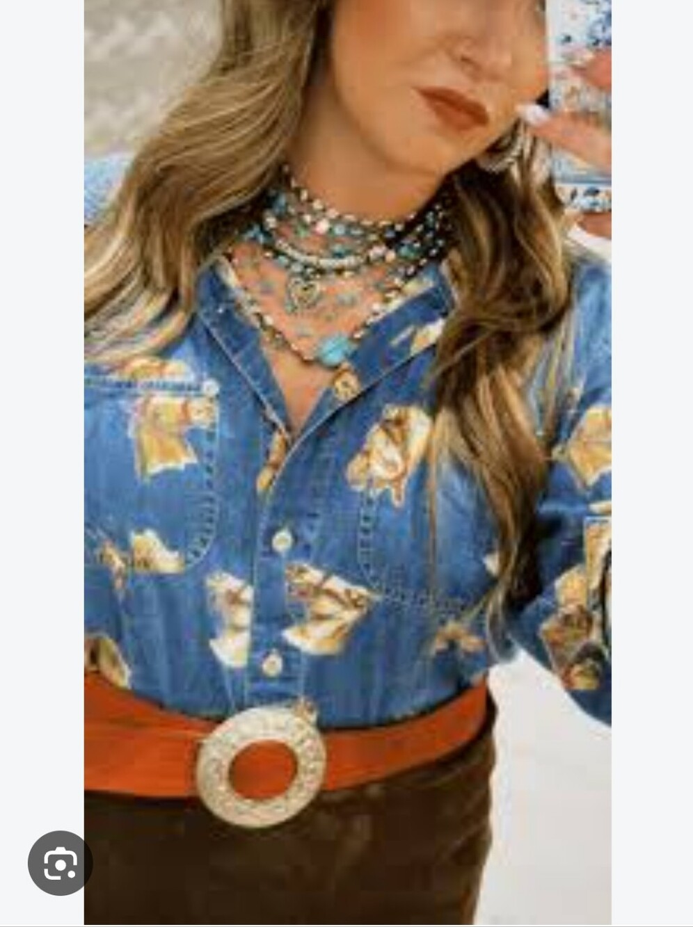 Liz Claiborne Horse Design Denim Shirt
